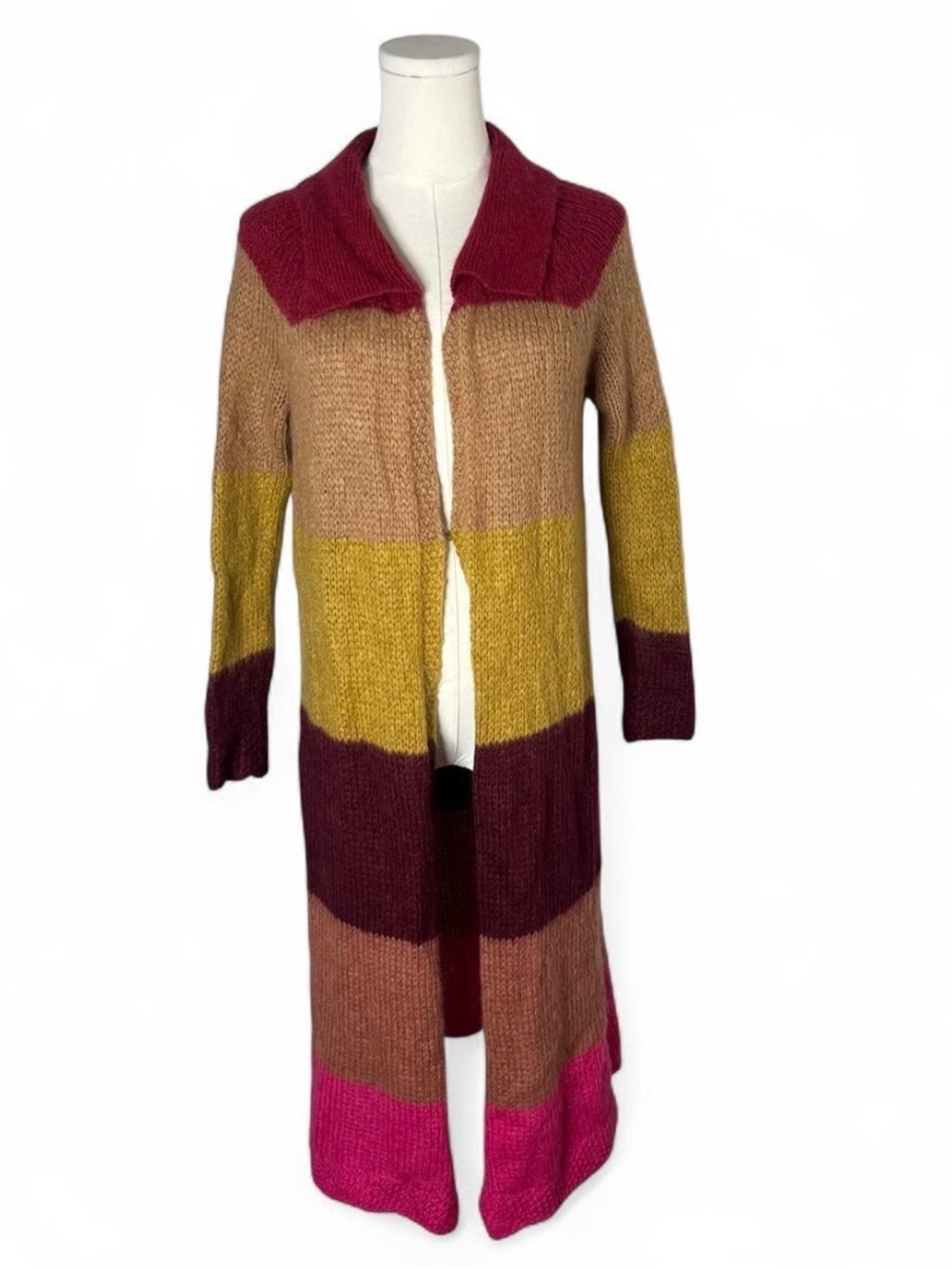 Free People Color Block Stripe Mohair Blend Over The Rainbow Duster Cardigan